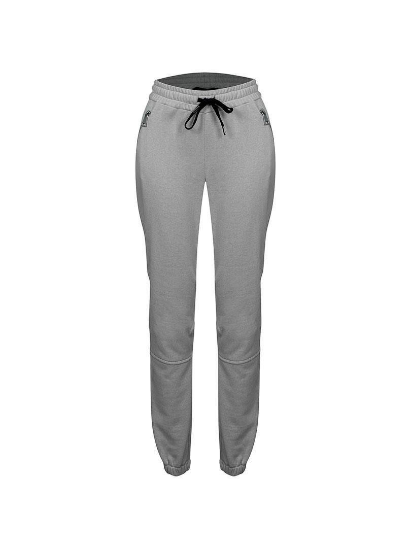 Fermuarlı Cep Detaylı Eşofman Pantolon - Gri Melanj