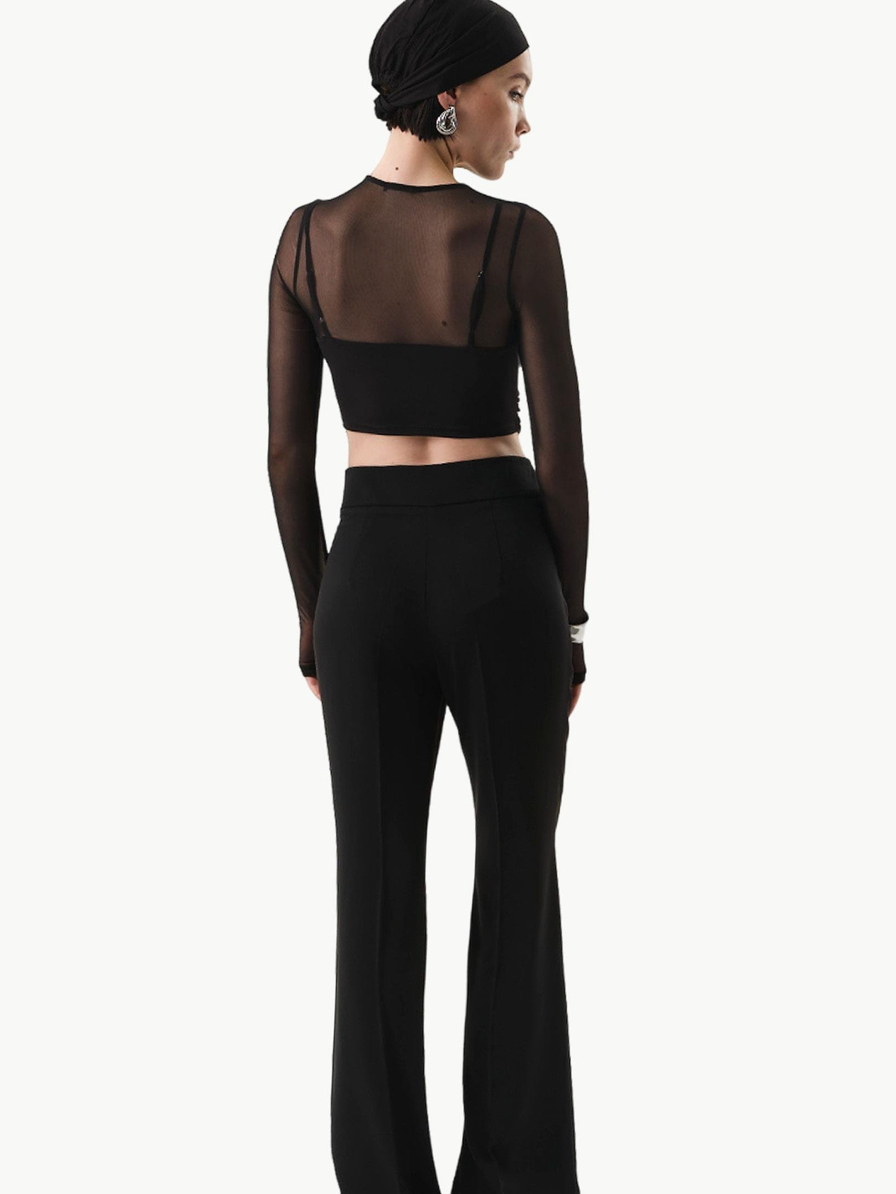 24SL103006 YANI GİZLİ FERMUARLI BOL PAÇA DÖKÜMLÜ FERMUAR Trousers Modelleri