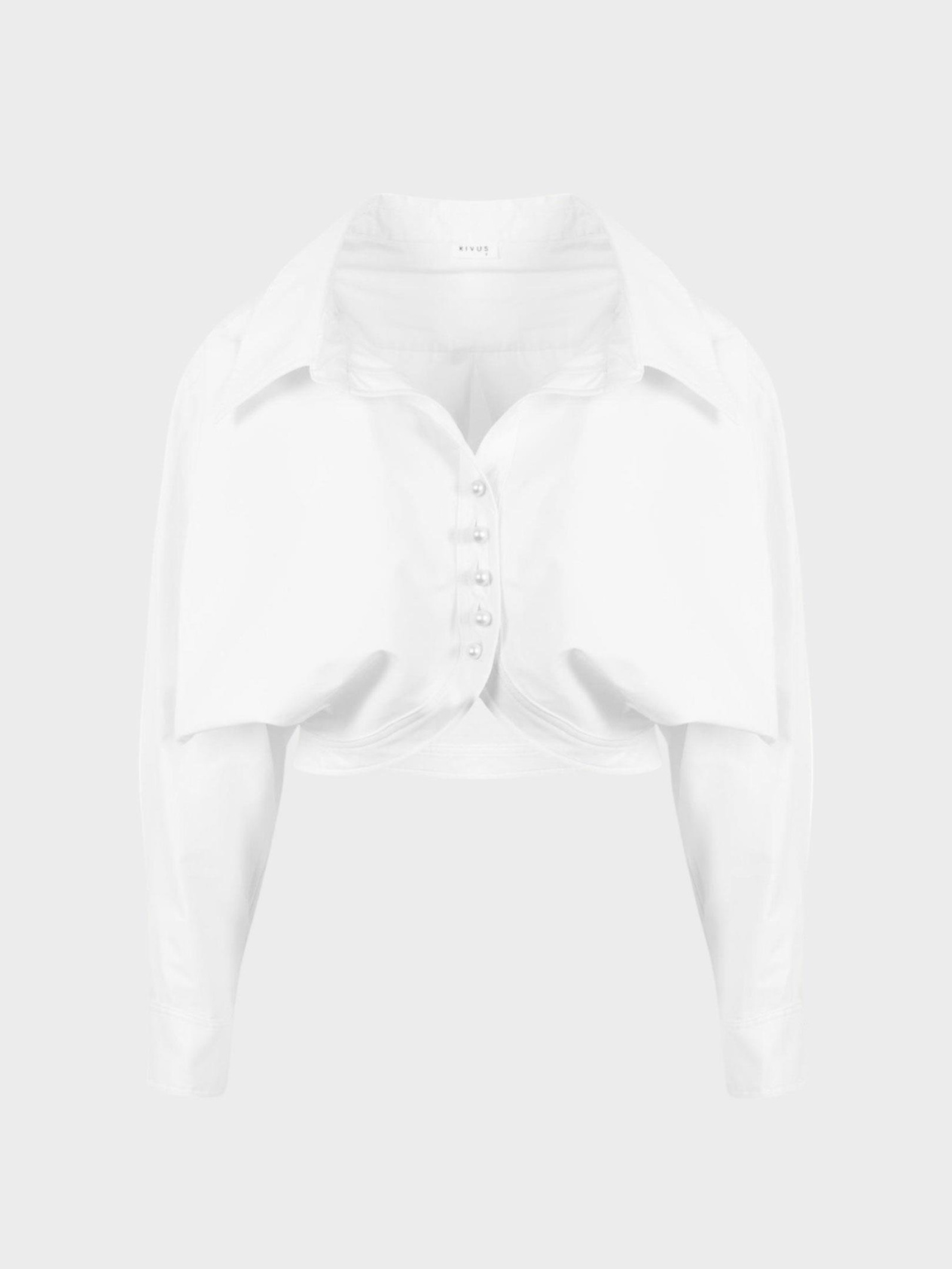 İnci Düğmeli Oversize Koton Gömlek - Beyaz Gömlek Modelleri
