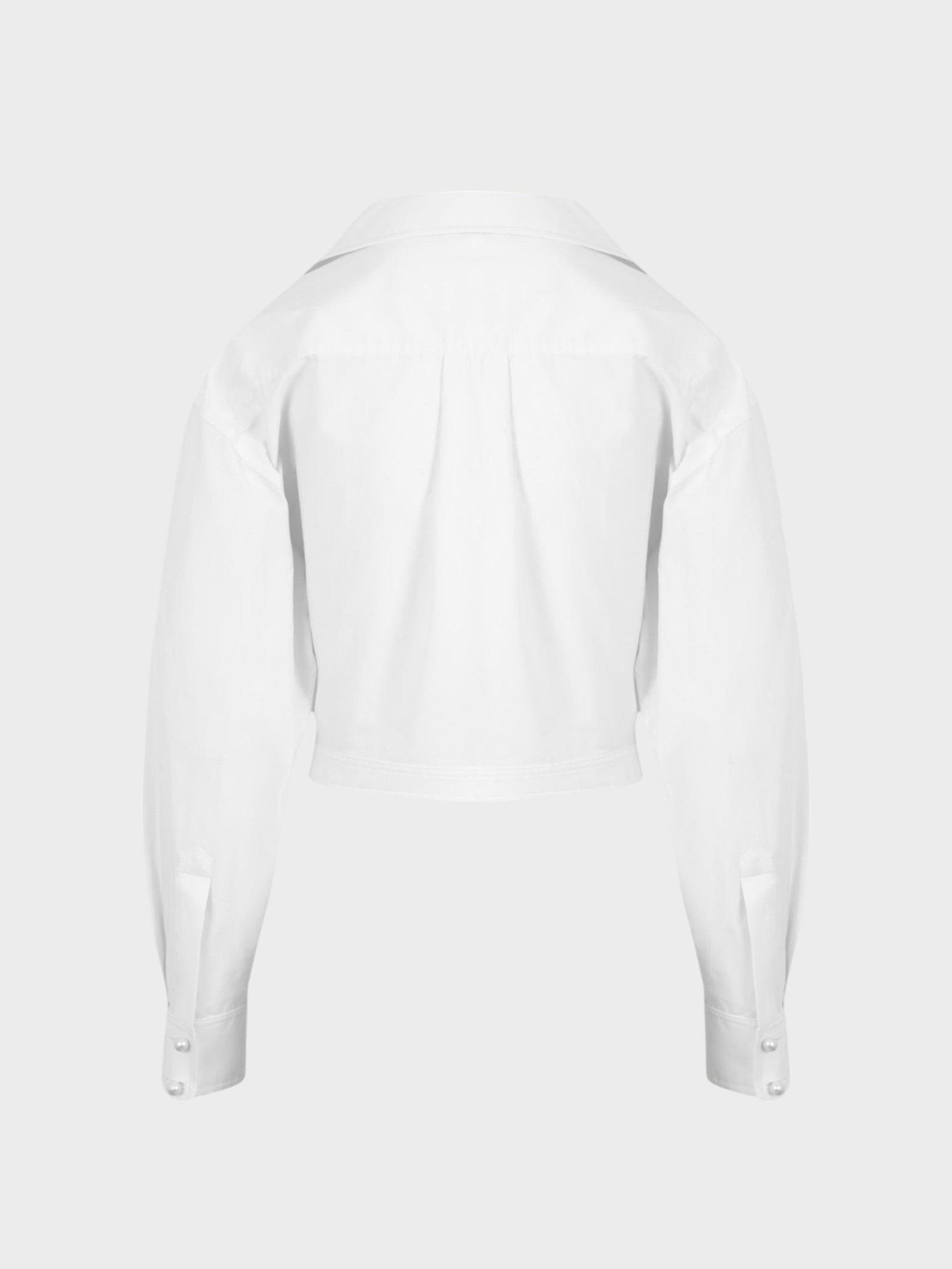 İnci Düğmeli Oversize Koton Gömlek - Beyaz Gömlek Modelleri