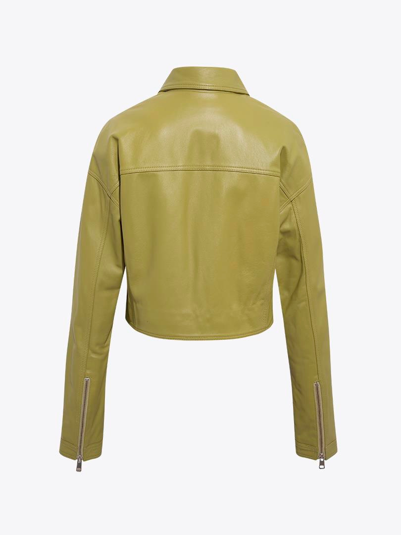 Short Biker Leather Jacket - Kiwi