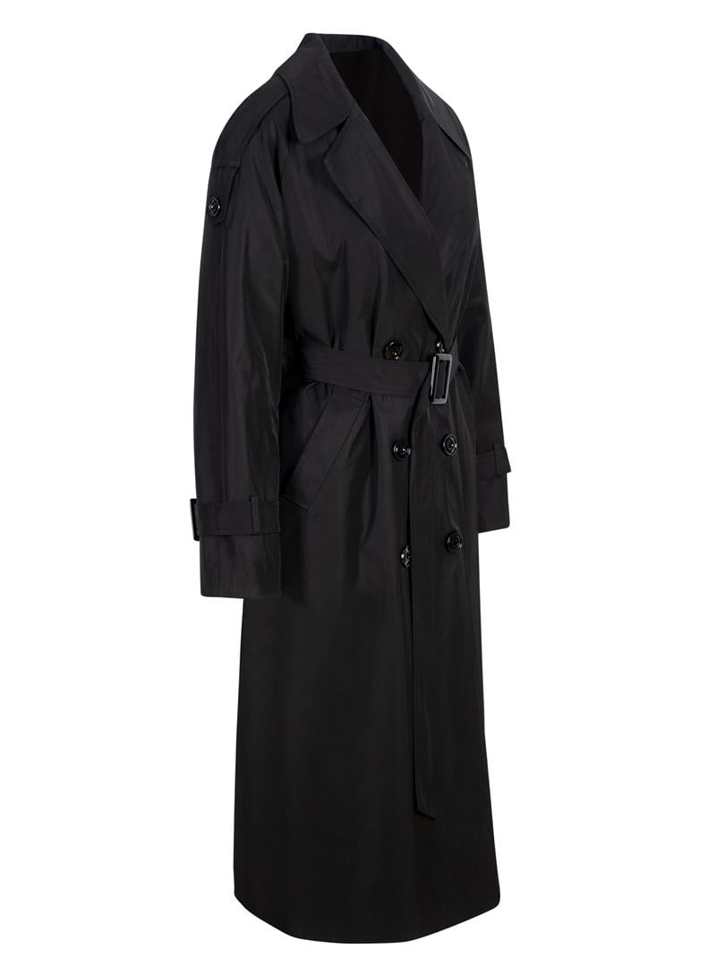 EBURNEUS Long Trench Coat With Arm-Belt Details