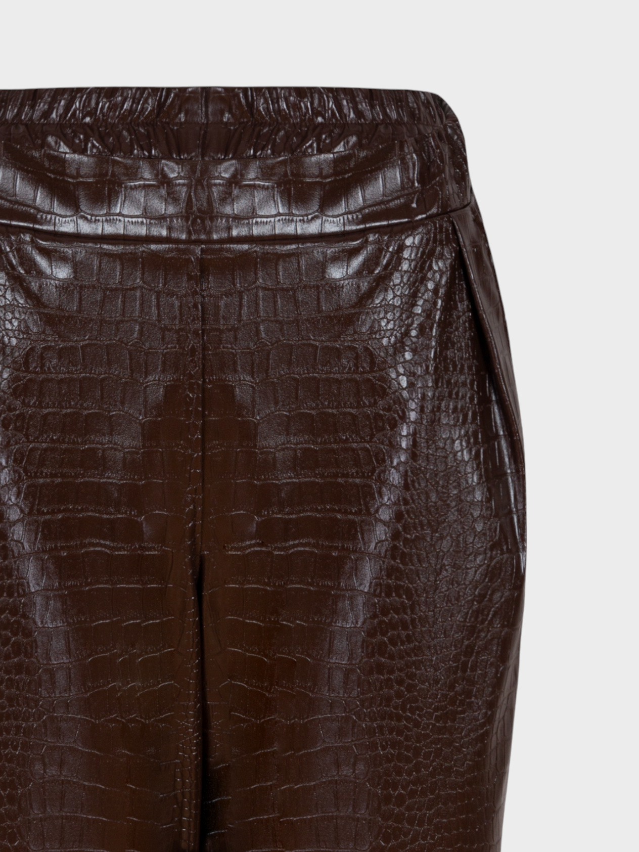 Croc Leather Cigarette Pants - Brown Vegan Leather Pants Modelleri