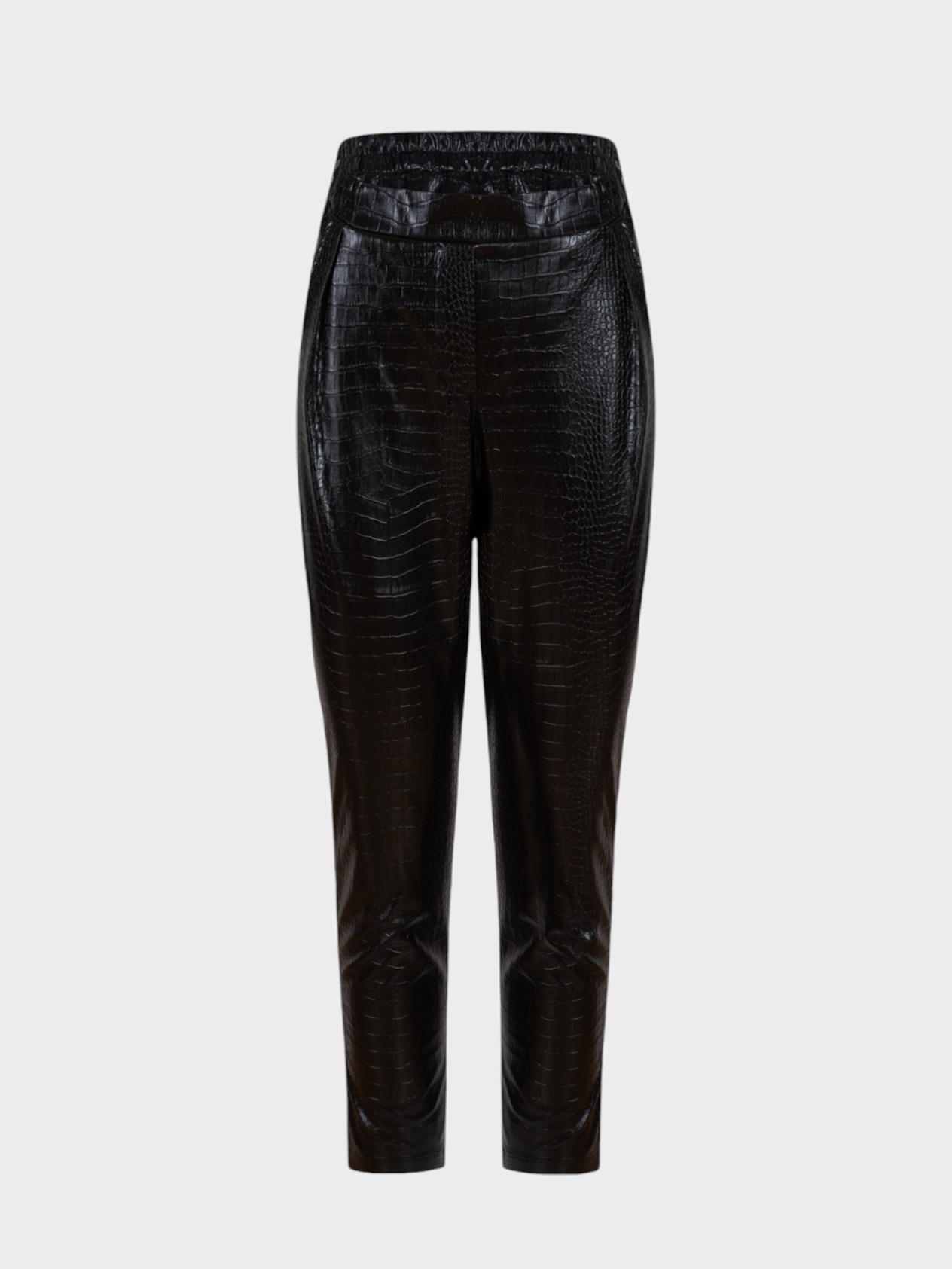 Croc Leather Cigarette Pants - Black Vegan Leather Pants Modelleri