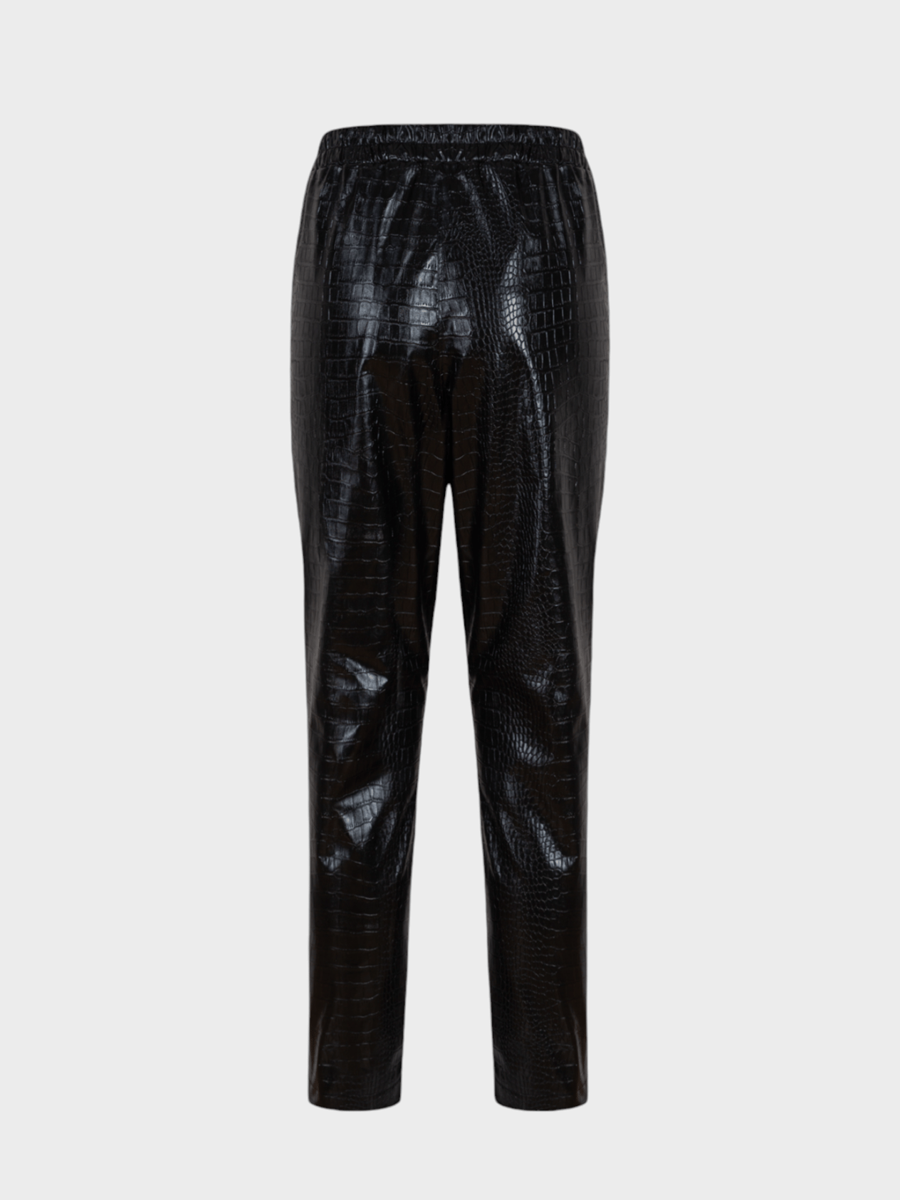 Croc Leather Cigarette Pants - Black Vegan Leather Pants Modelleri