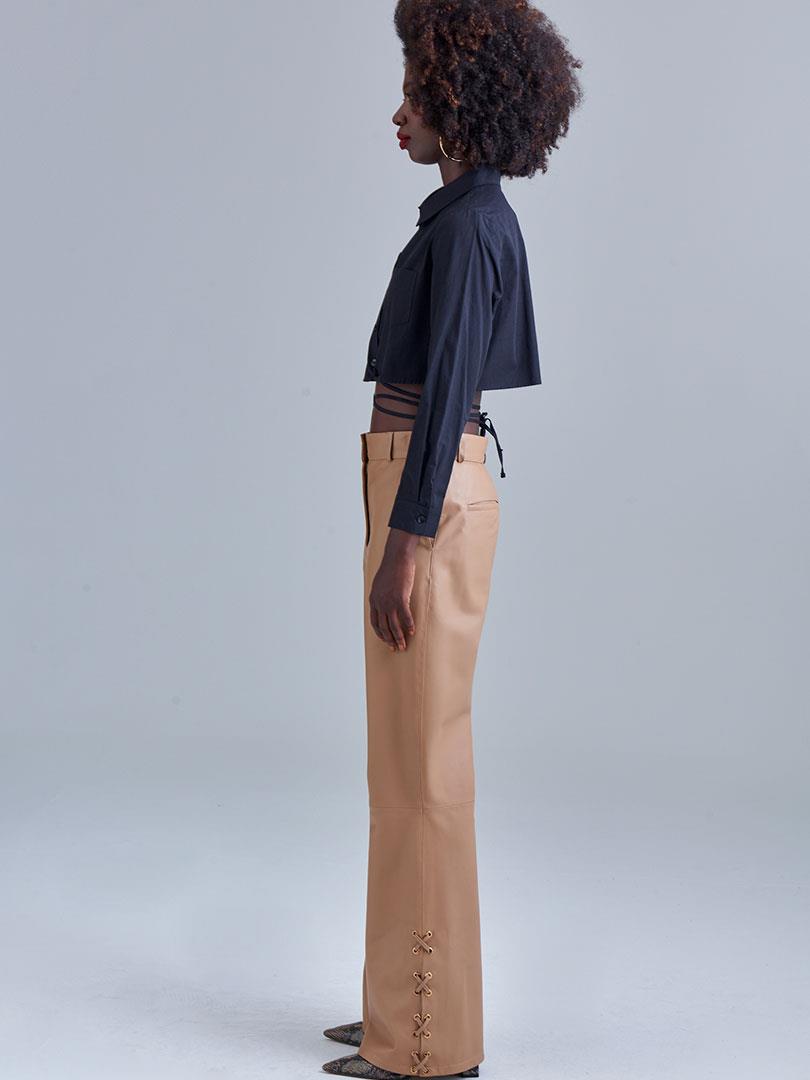 Belted Cotton Shirt - Black Shirt Modelleri