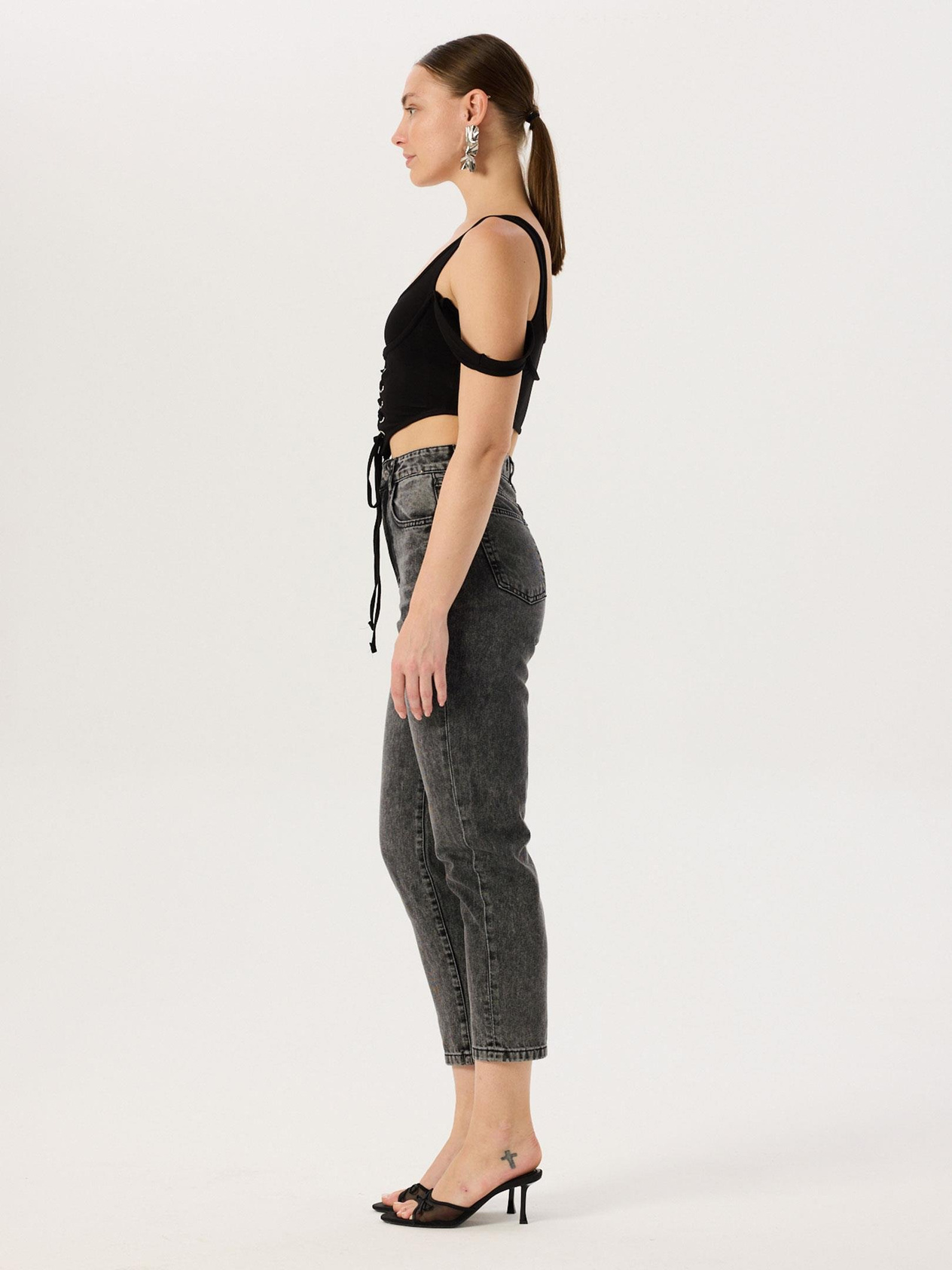 Mom Fit Jean Pantolon - Antrasit Pantolon Modelleri