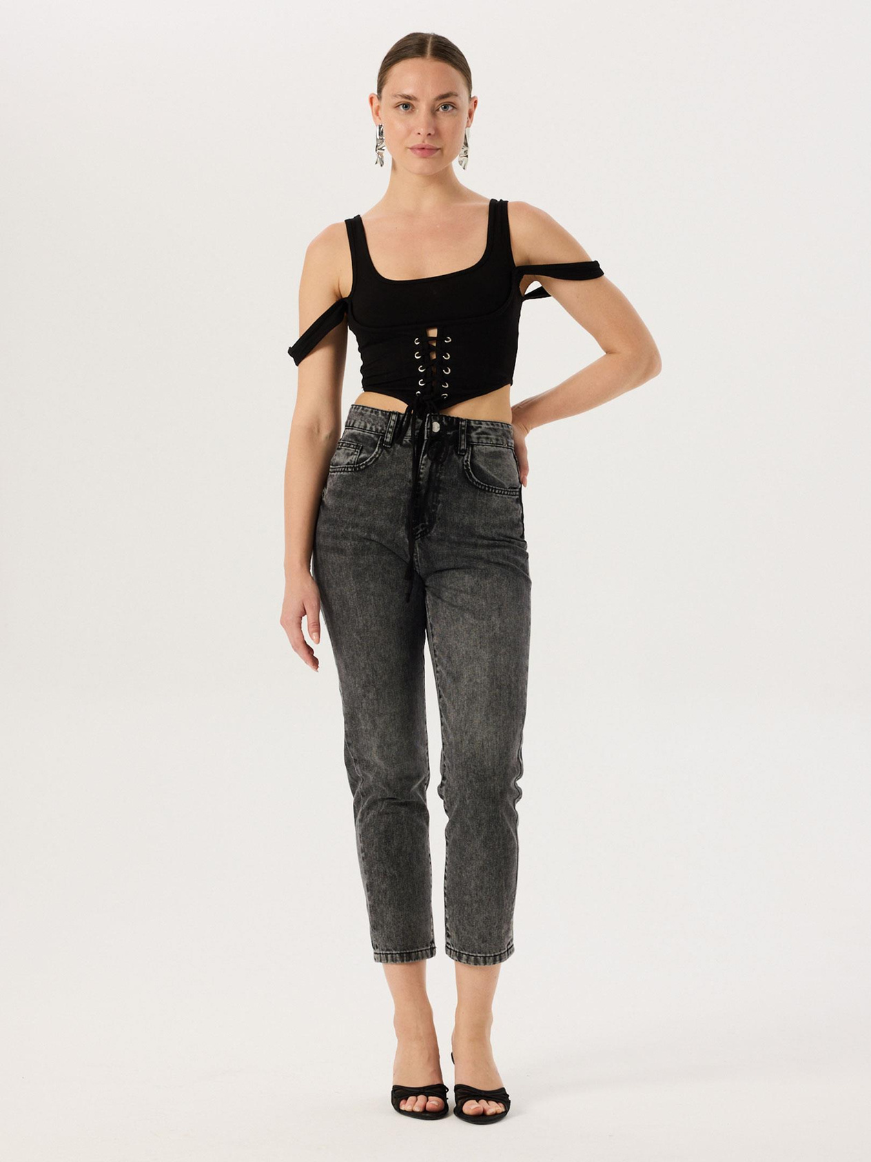 Mom Fit Jean Pantolon - Antrasit Pantolon Modelleri