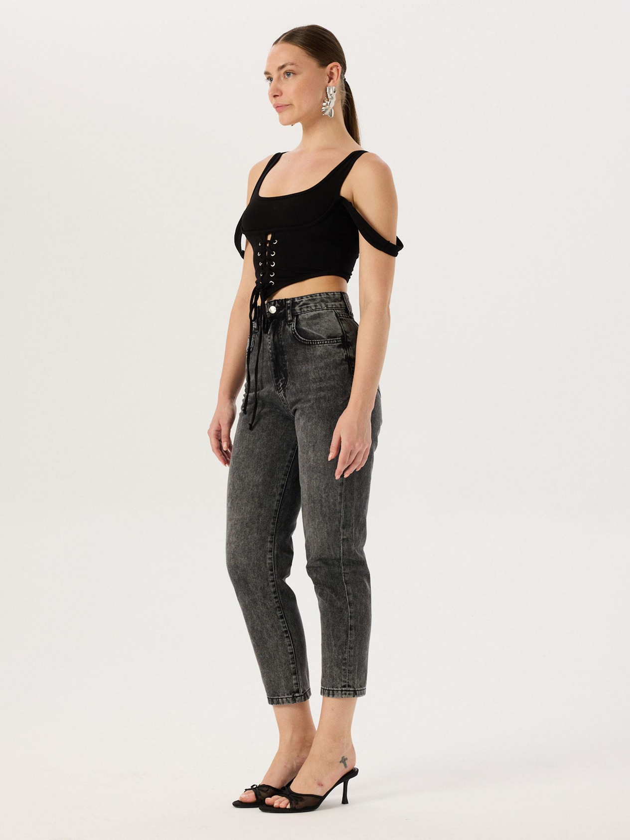 Mom Fit Jean Pantolon - Antrasit Pantolon Modelleri