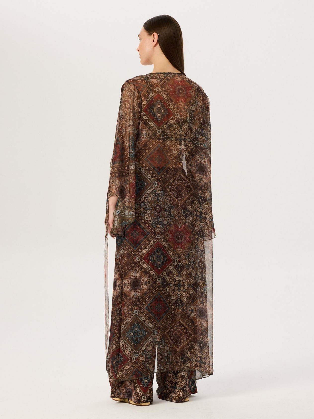 Front Tie Detailed Kimono - Patterned Kimono & Pareo Modelleri