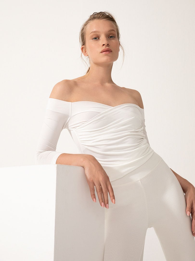 ZABNI Flared Maxi Knit Pants With Front Slit