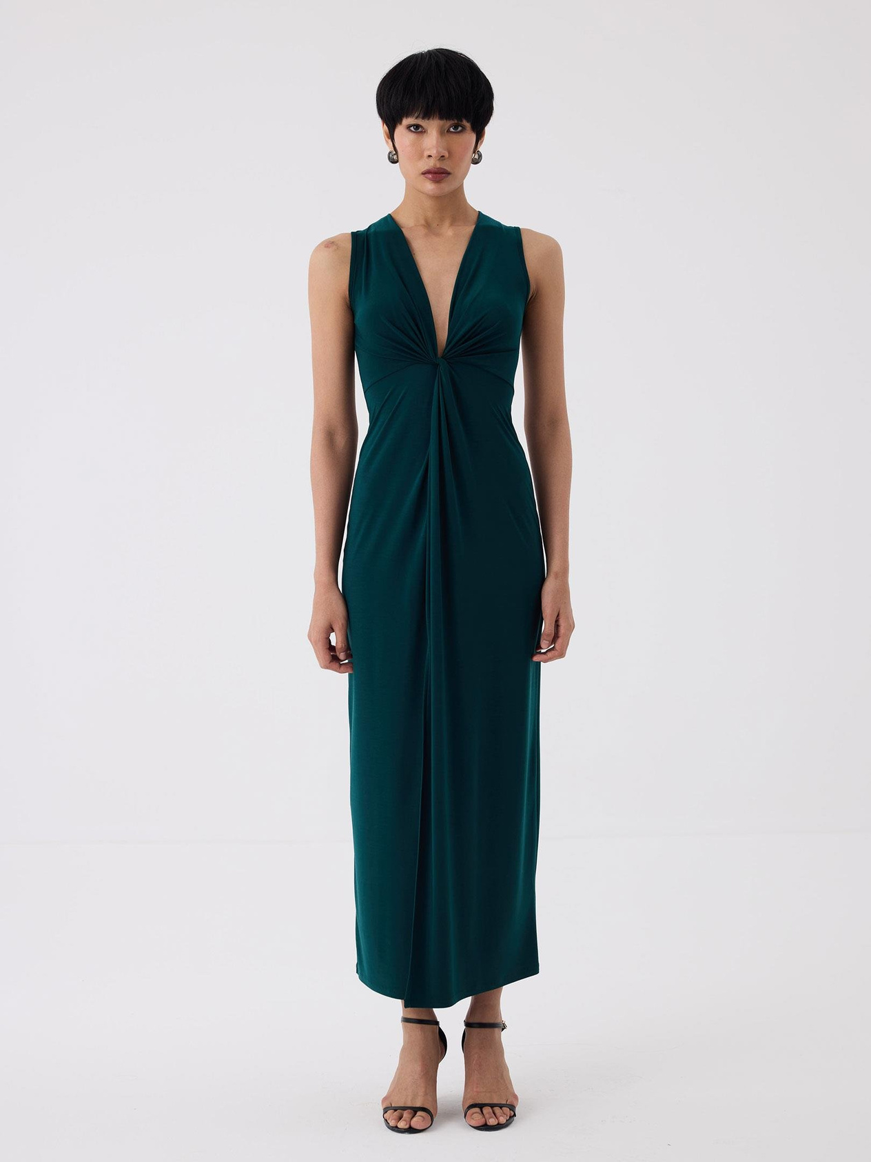Önü Burgulu Kolsuz Uzun Elbise Dress Modelleri