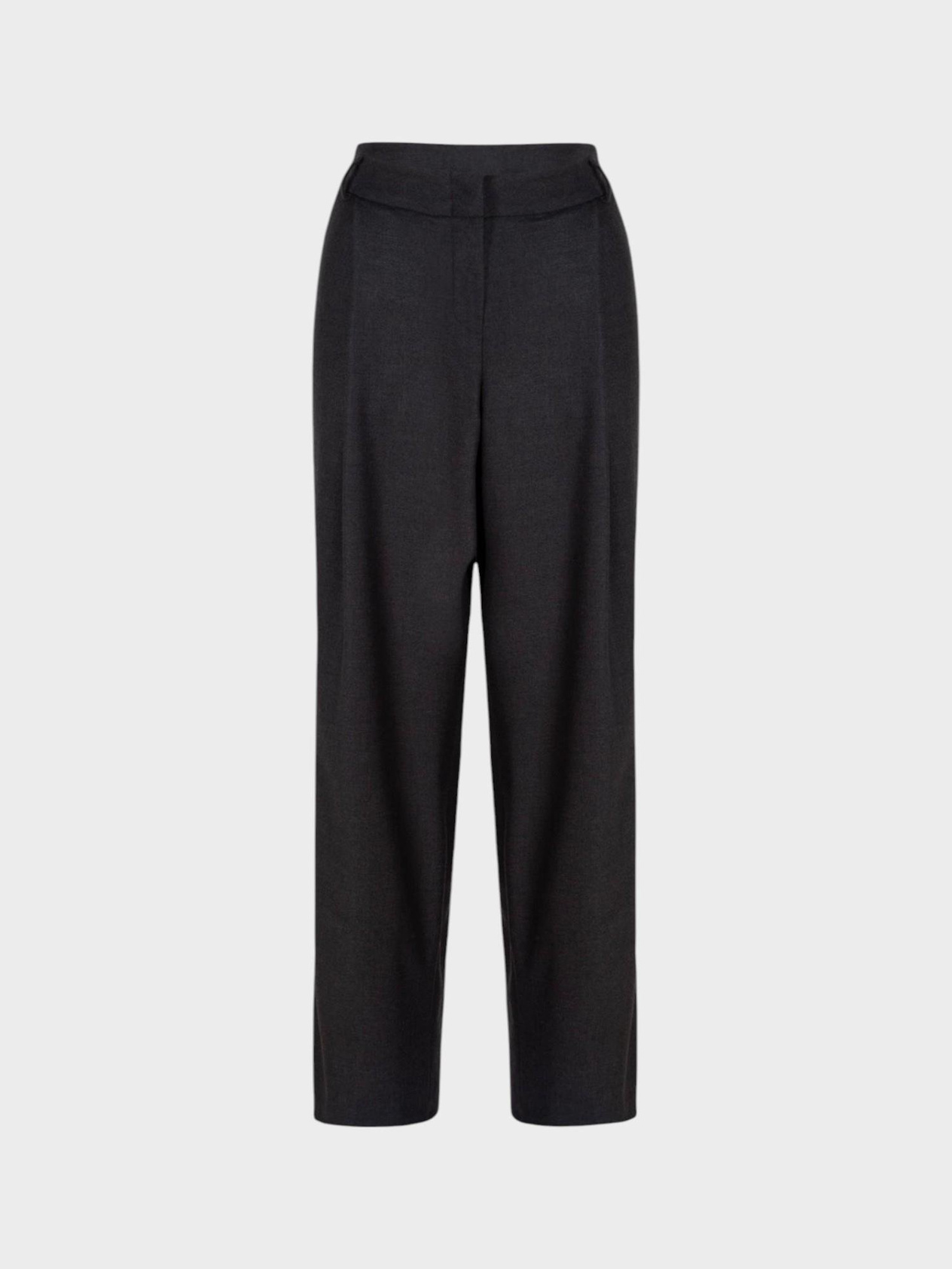 Front Pleated Wide-Leg Pants - Gray Trousers Modelleri