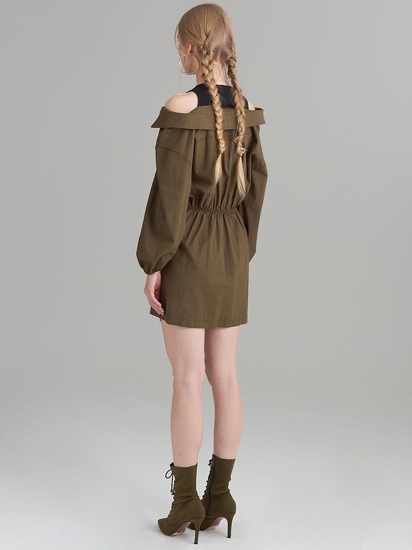 Cotton Shirt Dress - Khaki
