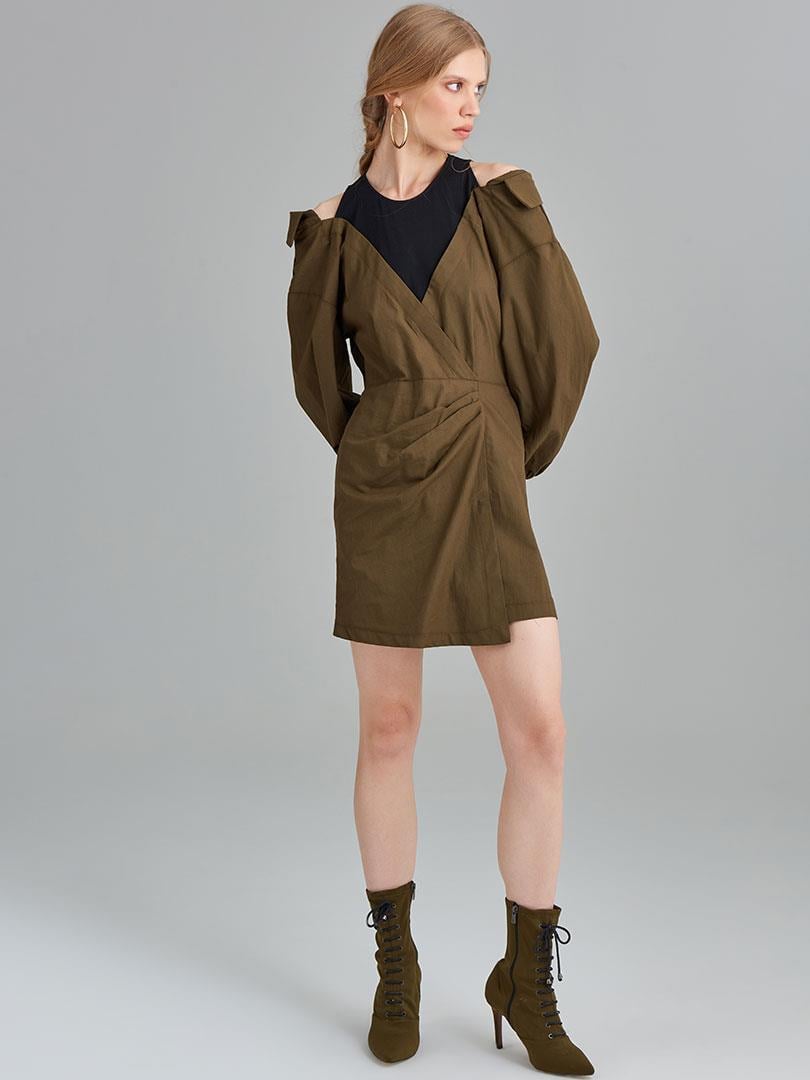 Cotton Shirt Dress - Khaki
