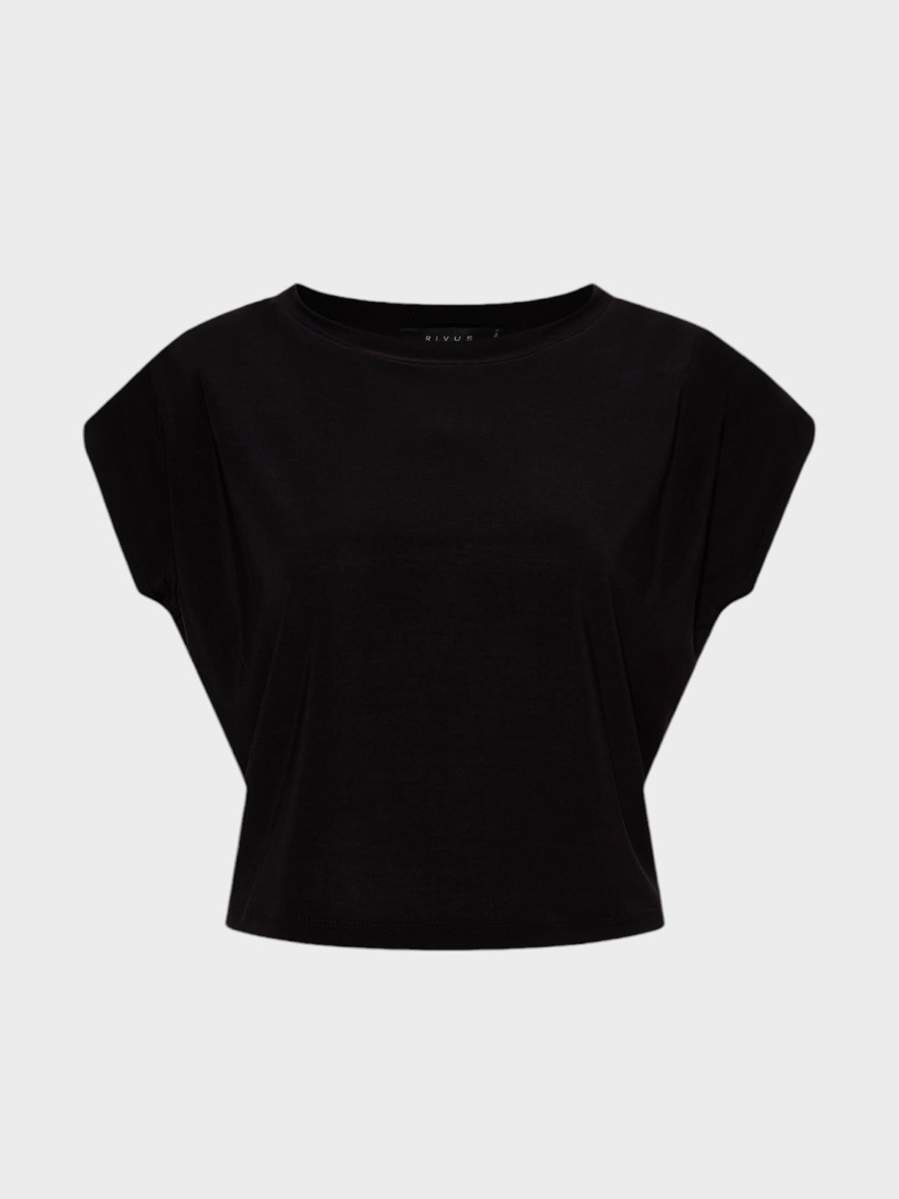 Oversize Kesim Vatkalı Dökümlü Bisiklet Yaka T-Shirt - Siyah T-shirt Modelleri