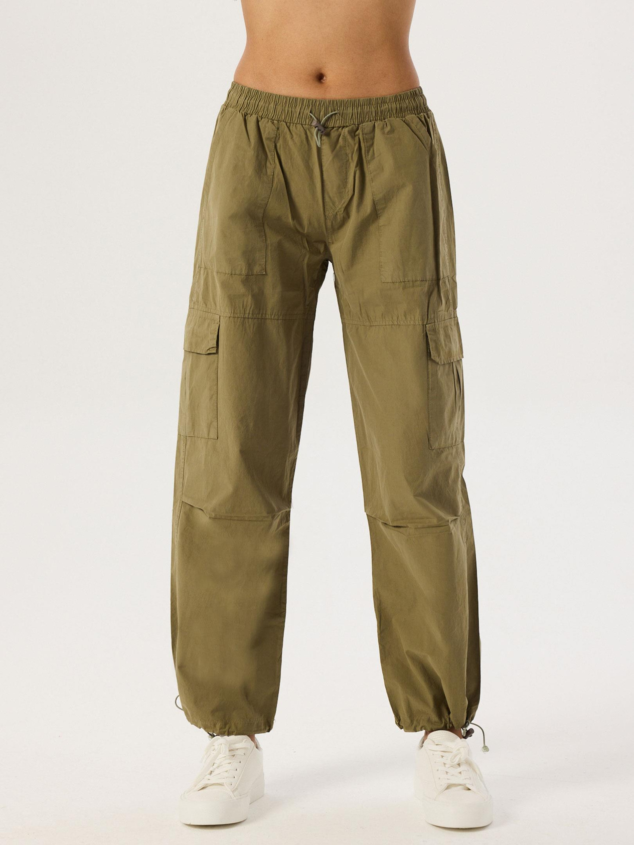 Drawstring and Waist Detailed Cargo Pants - Khaki Trousers Modelleri