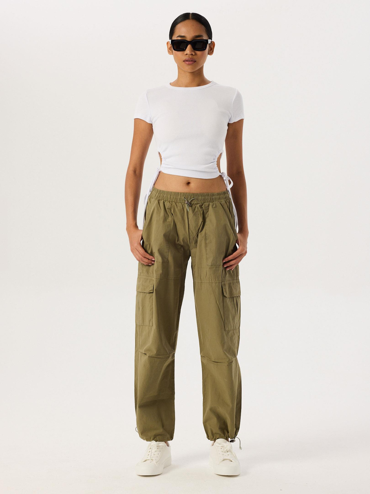 Drawstring and Waist Detailed Cargo Pants - Khaki Trousers Modelleri