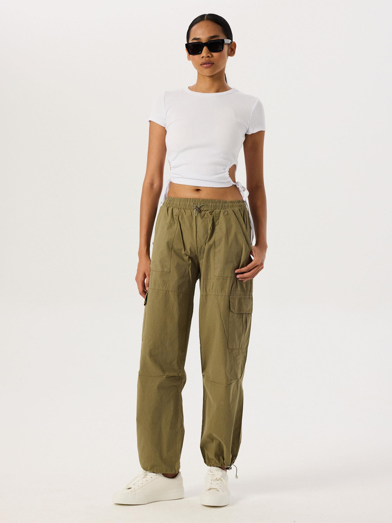Drawstring and Waist Detailed Cargo Pants - Khaki Trousers Modelleri