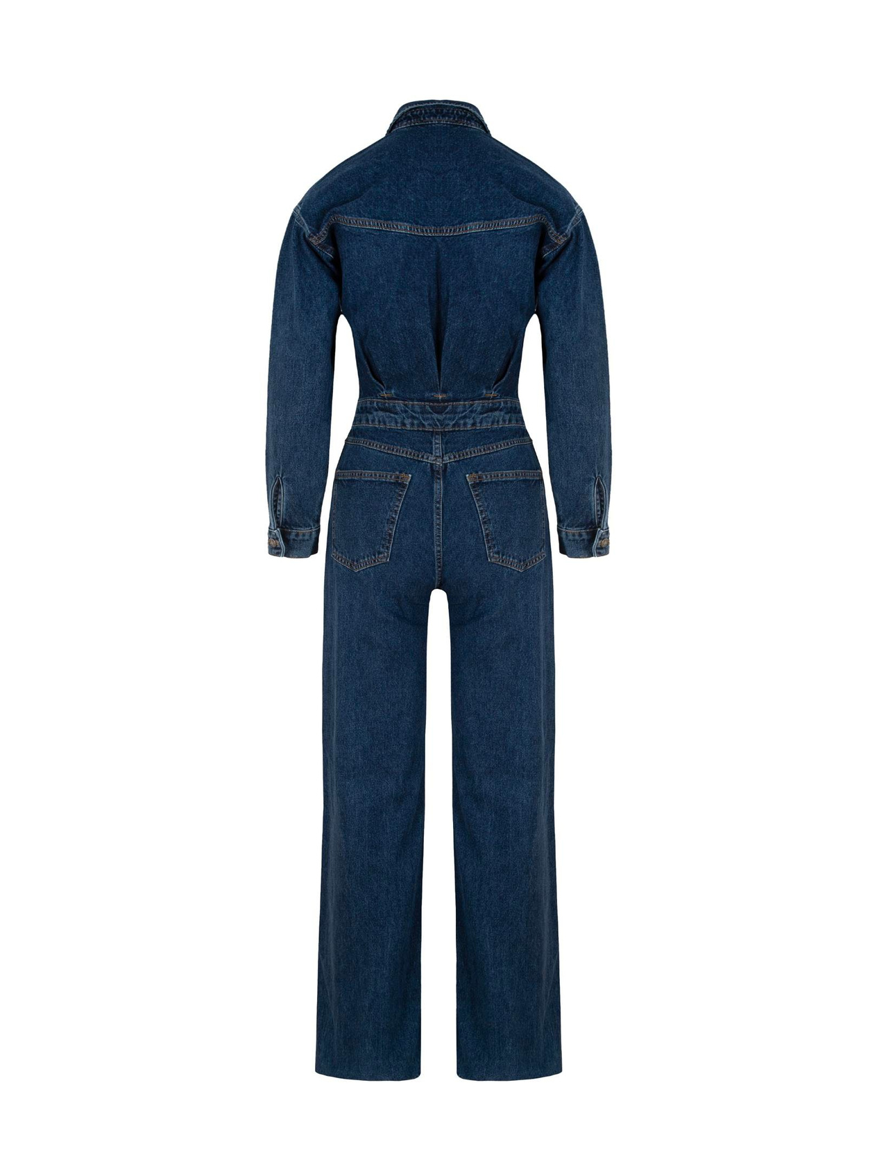Pleat Detail Wide Leg Denim Jumpsuit - Indigo Jumpsuits Modelleri