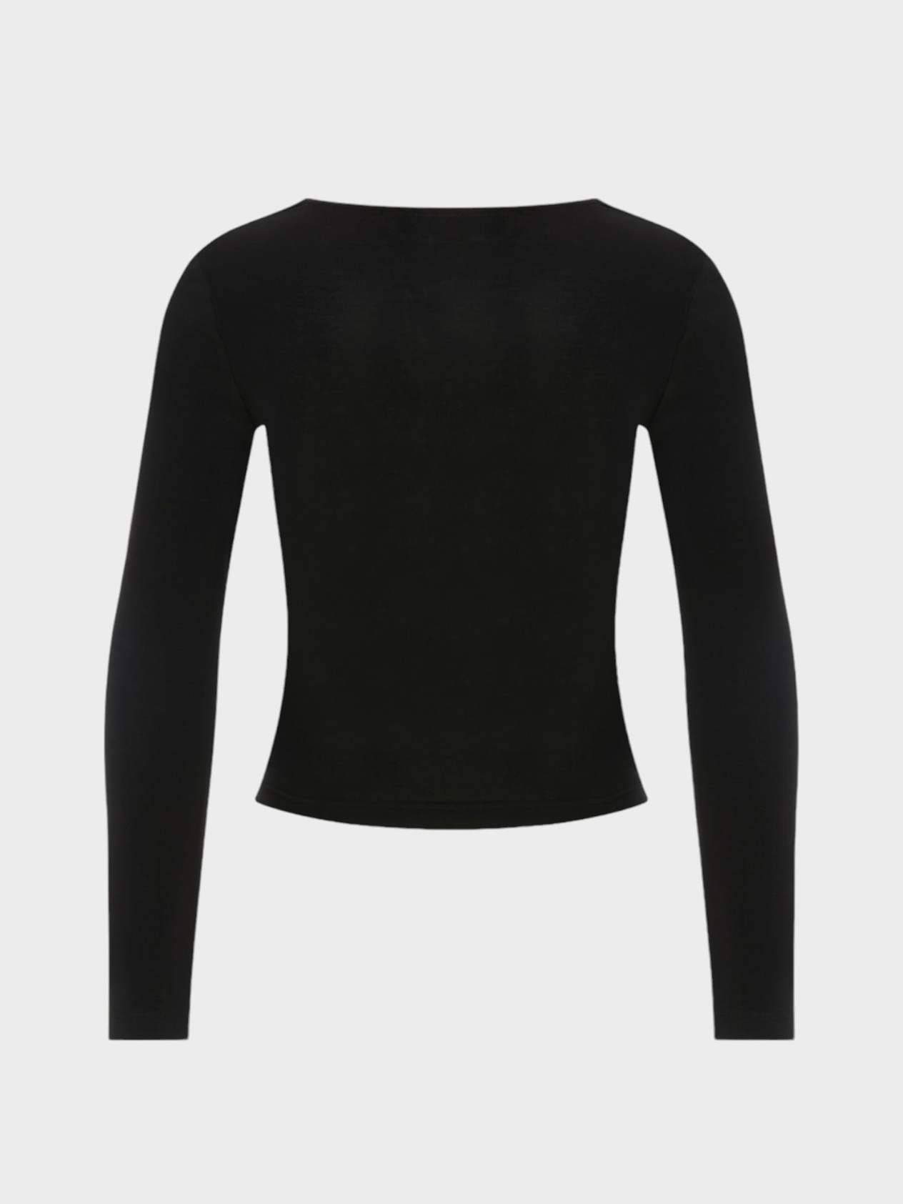 Pleated Round Neck Long Sleeve Blouse - Black Bluz Modelleri