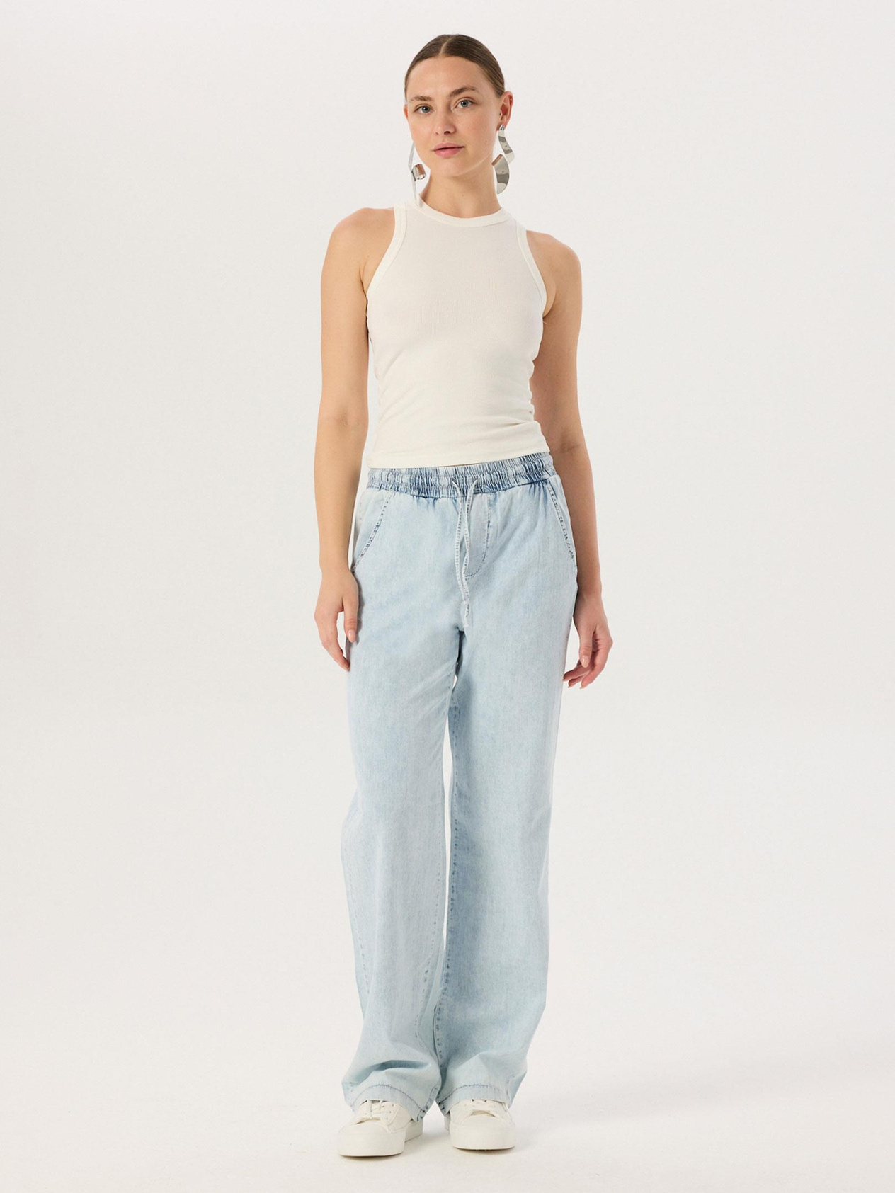 Straight Fit Tensel Jean Pantolon - Light Indigo Pantolon Modelleri