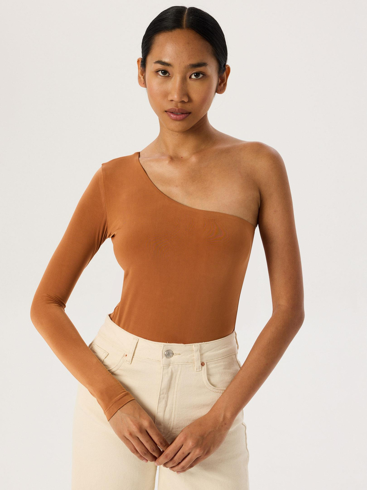 One Shoulder Body - Brown Body & Blouse Modelleri