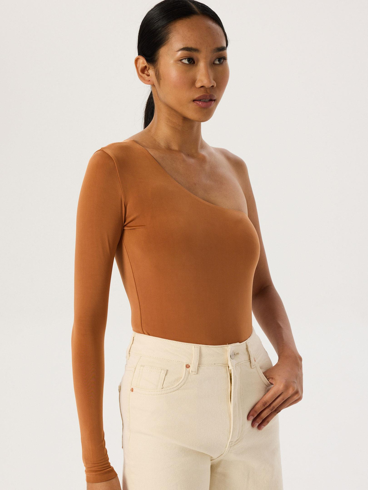 One Shoulder Body - Brown Body & Blouse Modelleri