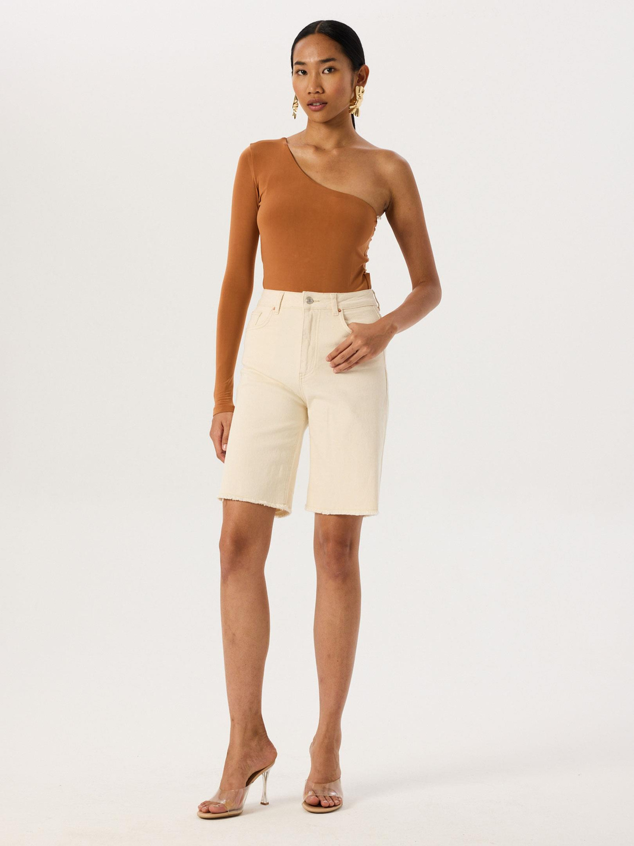 One Shoulder Body - Brown Body & Blouse Modelleri