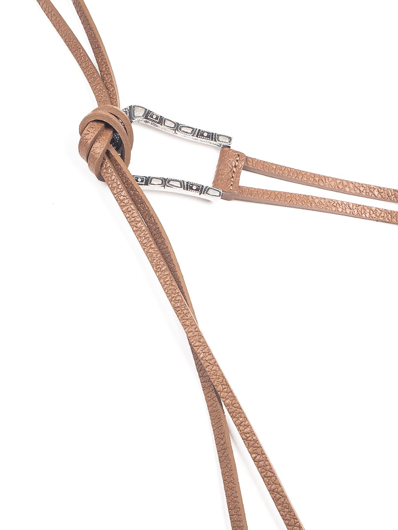 HIBERNICA  Leather Buckled Thin Belt With Tie Detail