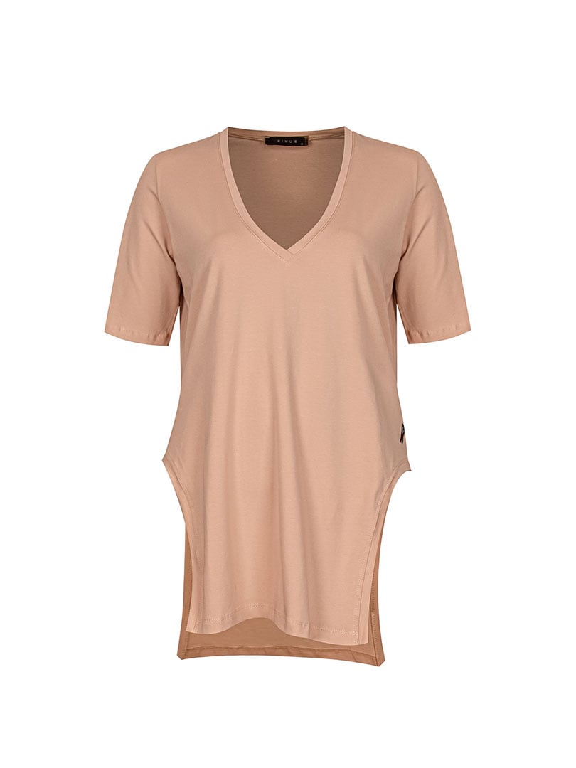 VIDI V-Neck Asymmetric Basic T-Shirt
