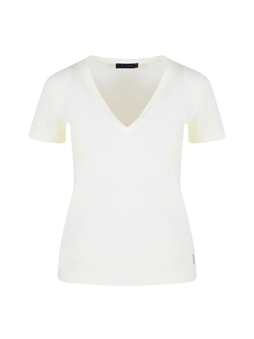 VINI Batik V Yaka Basic T-shırt - Ekru