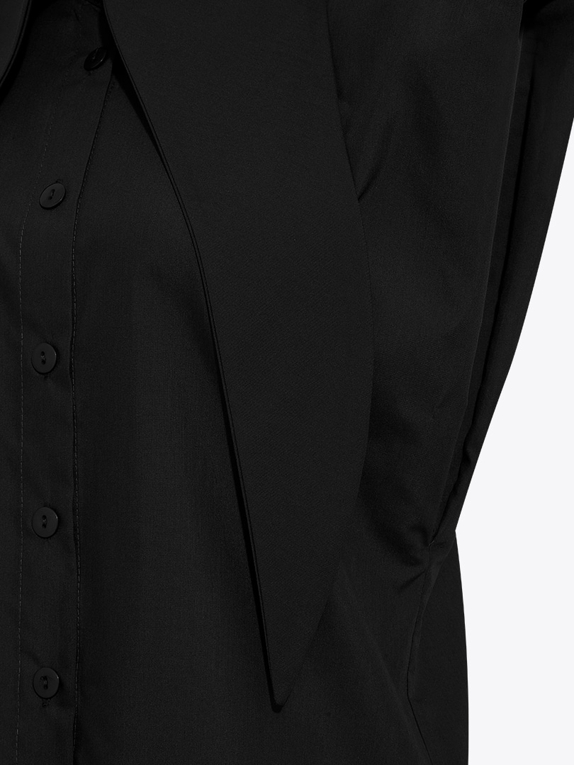 ANETHUM Collar Detailed Cotton Shirt With Shoulder Pads