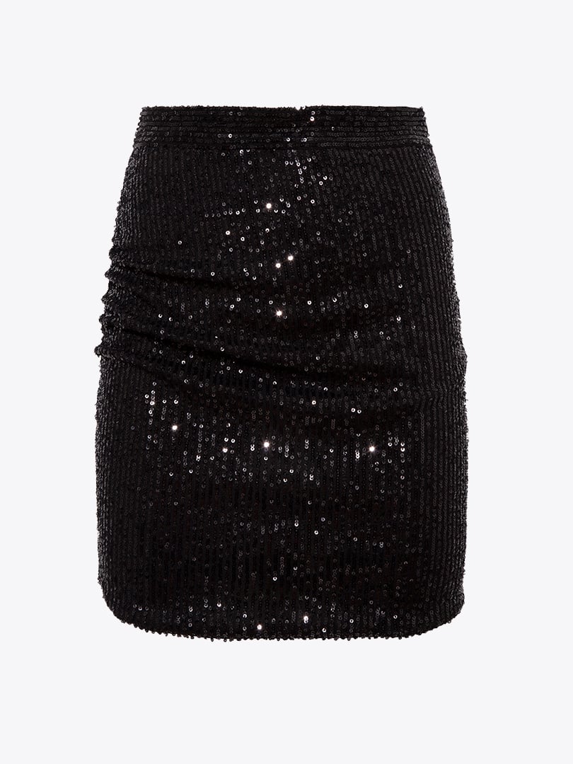 ARTERIT Draped Sequined Skirt With Side Slits