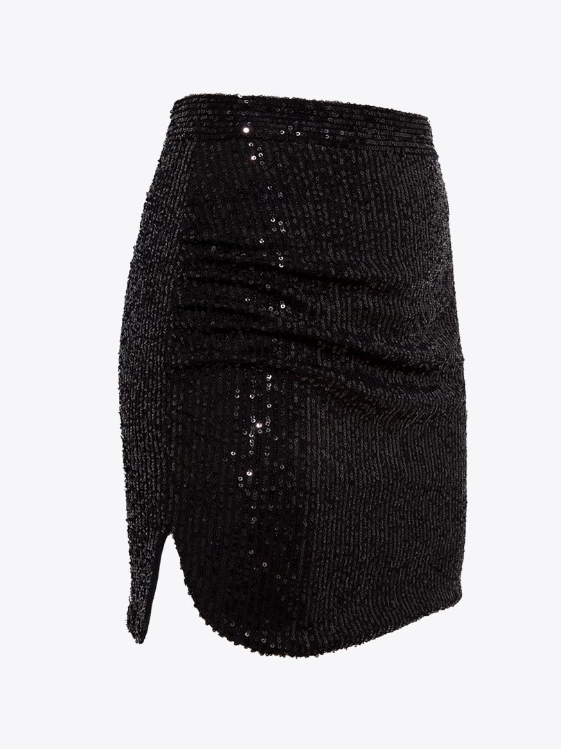 ARTERIT Draped Sequined Skirt With Side Slits
