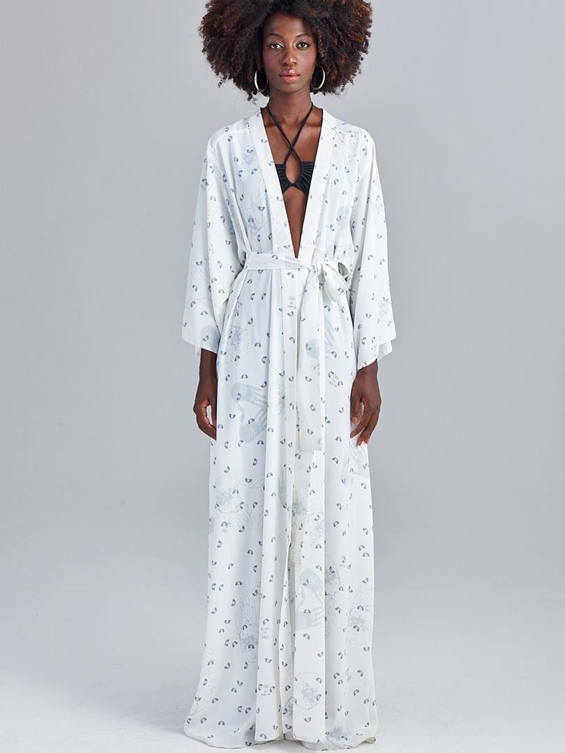Long Belted Robe With Side Vents - Red