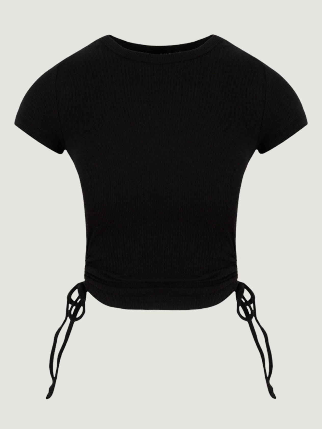 Side Ruched Short Sleeve Body - Black Body & Blouse Modelleri