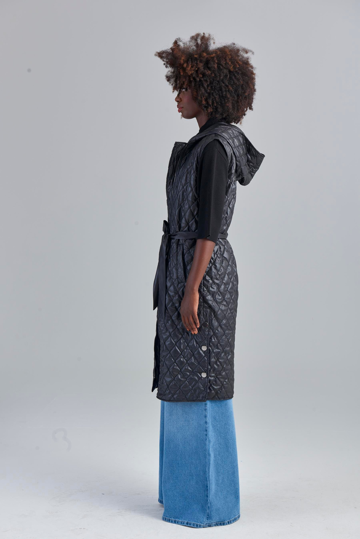Quilted Vest With Snaps - Black Waistcoat Modelleri