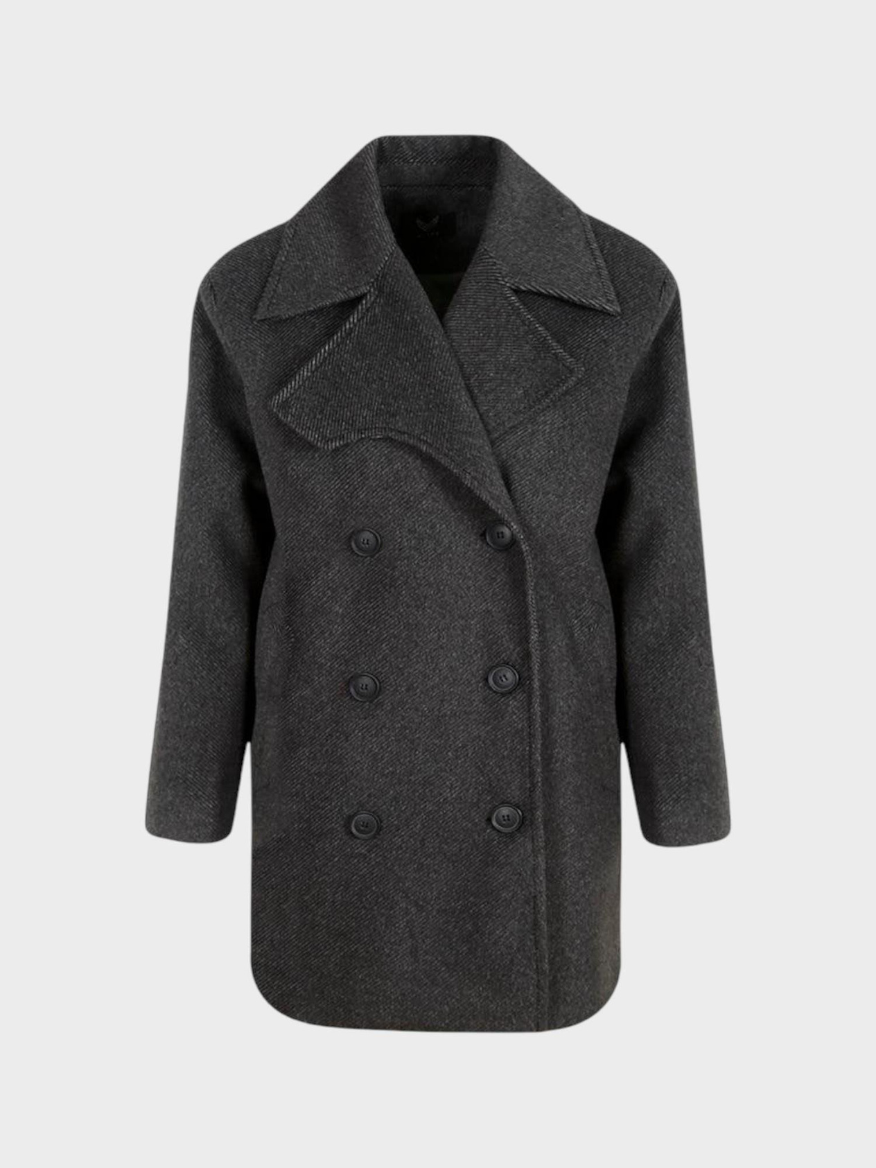 Wool Blend Peacoat - Anthracite Coat & Tench Coat Modelleri
