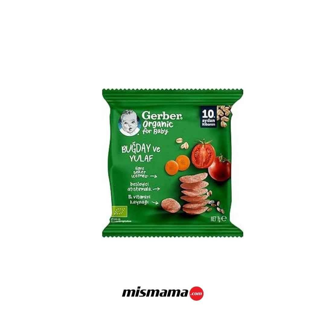 Gerber Organik Buğday ve Yulaflı , Domates, Havuç ve Soğanlı Bebek Atıştırmalığı 35g