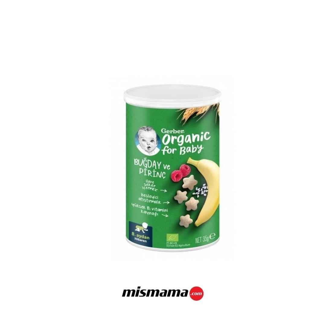 Gerber Organik Pirinçli, Buğdaylı, Muzlu ve Ahududulu  Bebek Atıştırmalığı 35g