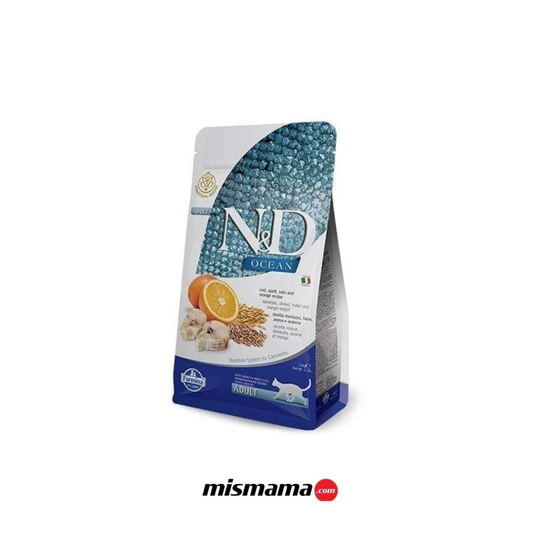 N&D Ocean Morina Balıklı ve Portakallı Ata Tahıllı Yetişkin Kedi Maması 5kg
