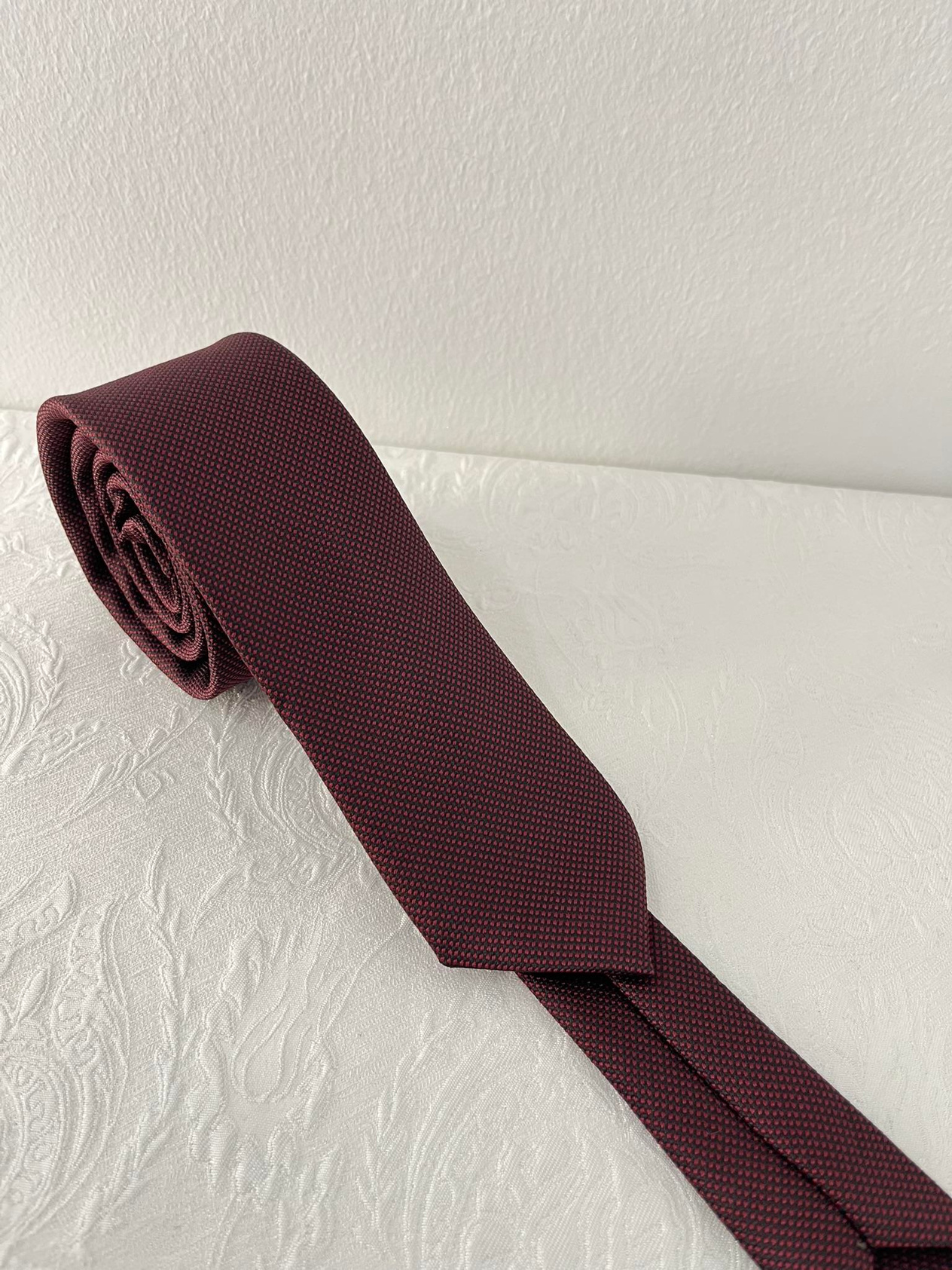 APT PRESTIGE Erkek Bordo Armürlü Kravat