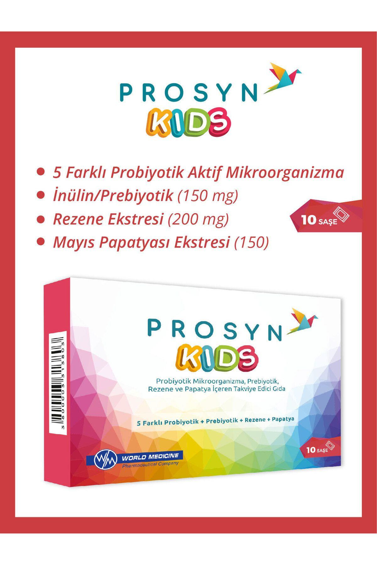 WORLD MEDİCİNEProsyn Kids Probiyotik,Prebiyotik,Rezene ve Papatya İçeren Takviye Edici Gıda 10 Saşe
