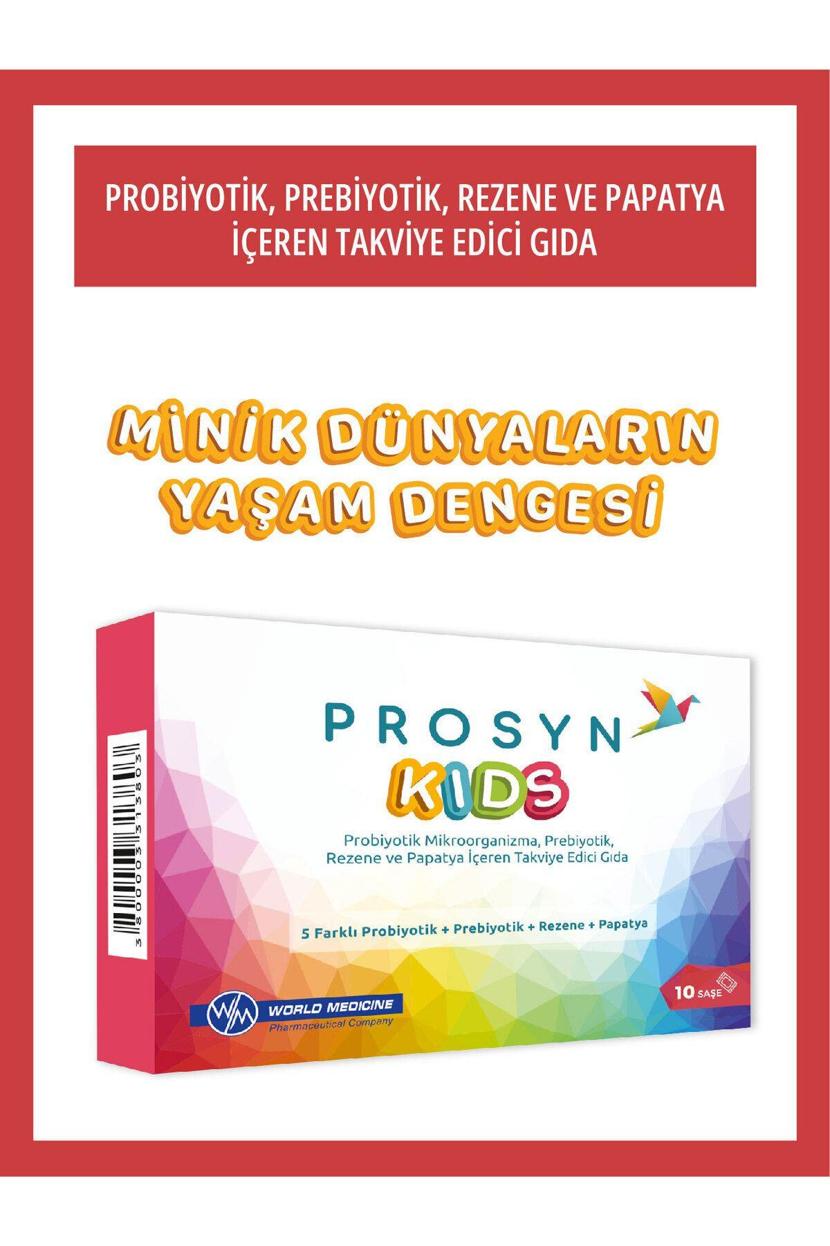 WORLD MEDİCİNEProsyn Kids Probiyotik,Prebiyotik,Rezene ve Papatya İçeren Takviye Edici Gıda 10 Saşe