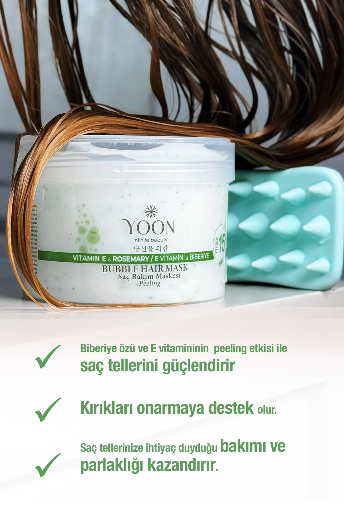 2'li Biberiye Saç Maskesi, E Vitamin & Peeling Etkili, Saç Tellerini Güçlendirir ve Kırıkları Onarır