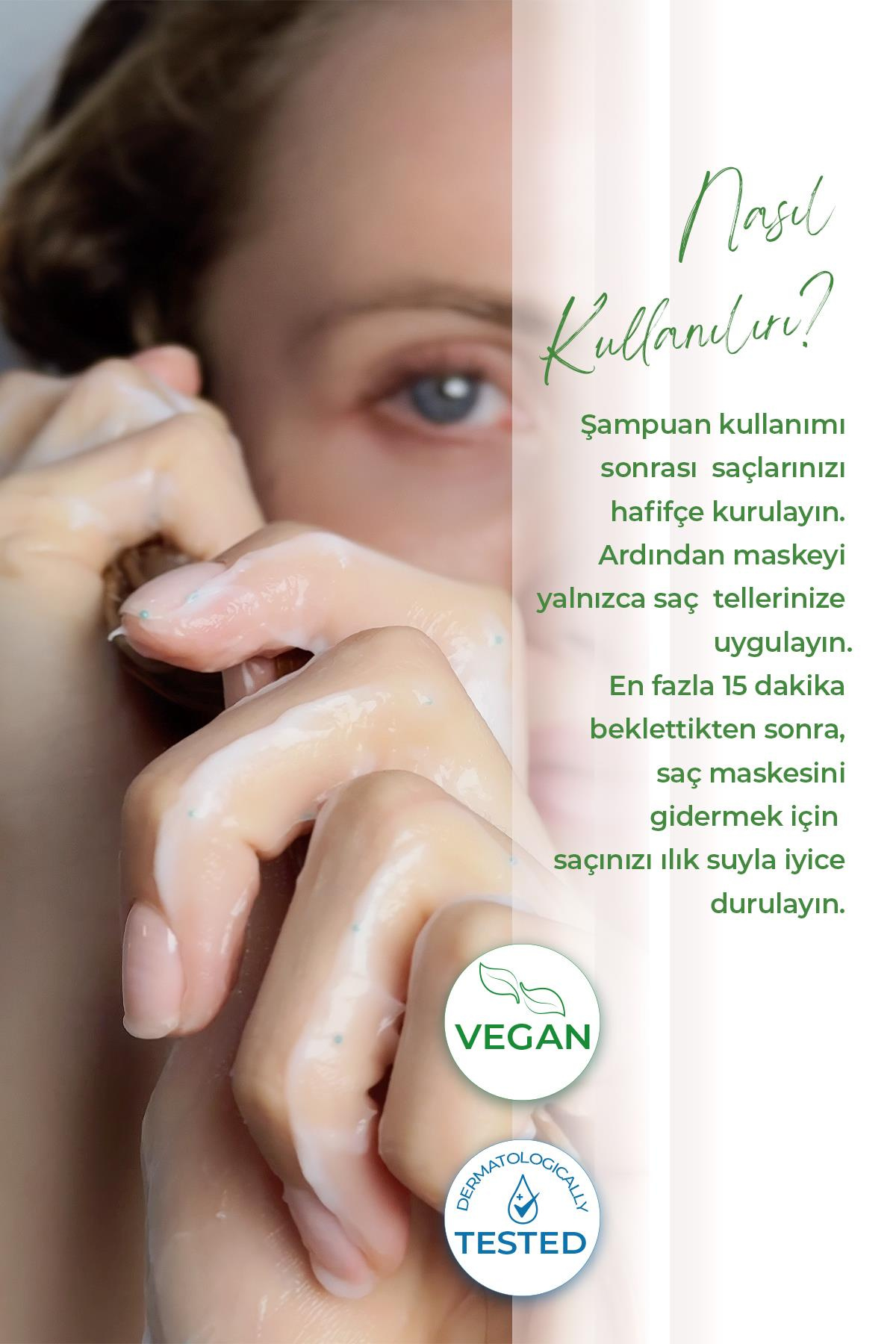 2'li Biberiye Saç Maskesi, E Vitamin & Peeling Etkili, Saç Tellerini Güçlendirir ve Kırıkları Onarır