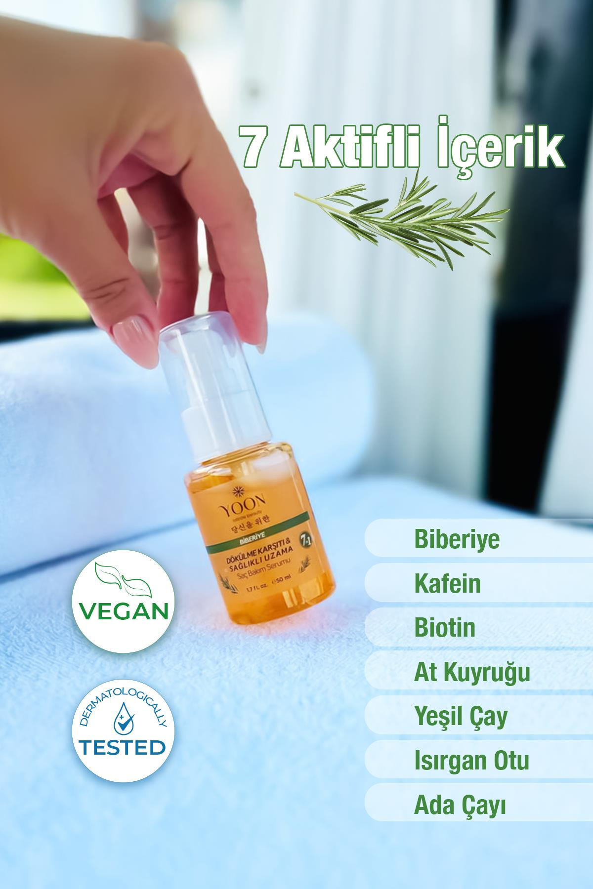2'li Vegan Saç Spreyi & Saç Serumu, 7 Doğal Aktif, Keratin ve Kolajen İçerikli, Saç Kökü Bakım Seti