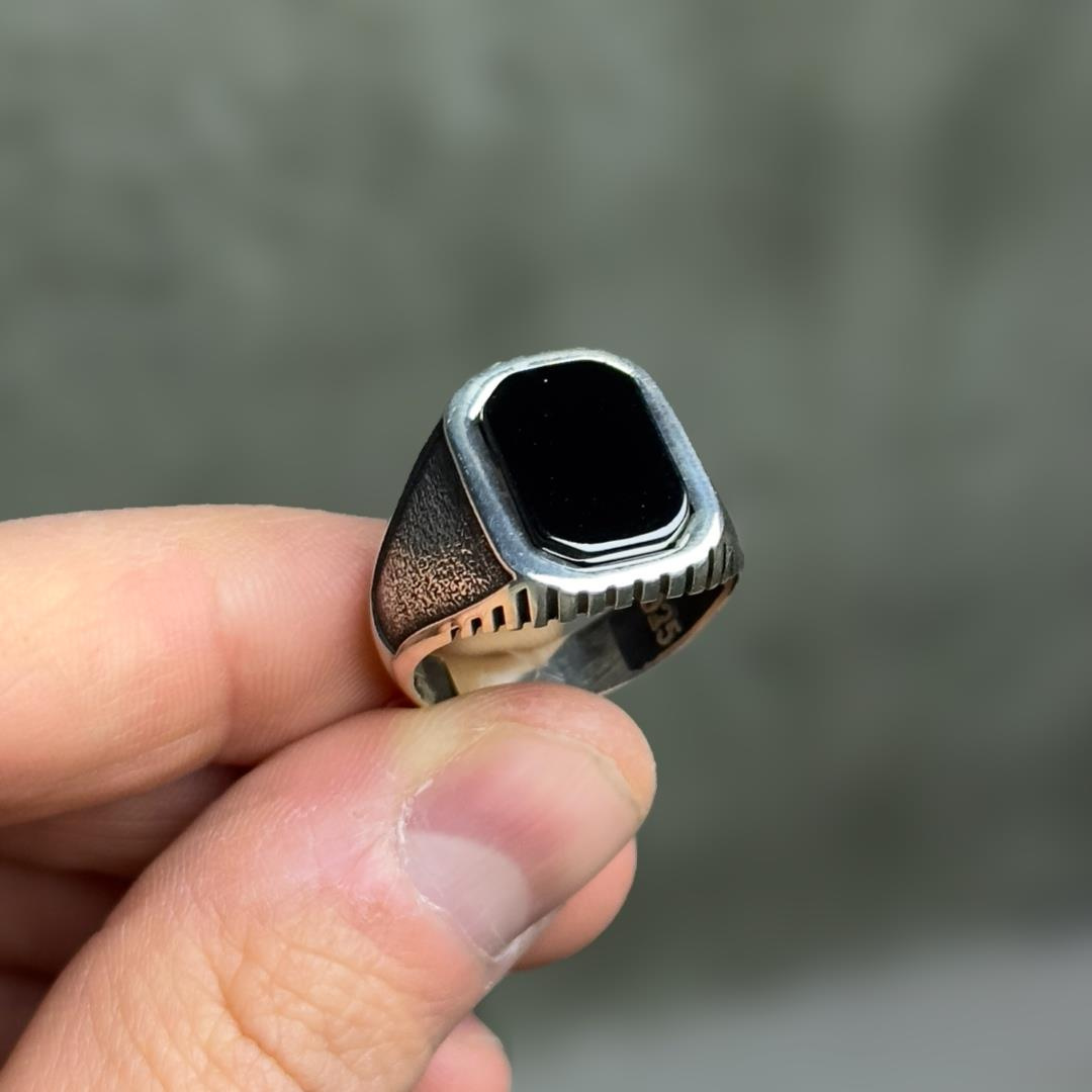 925 Ayar Gümüş Kare Model Sade Erkek Yüzük