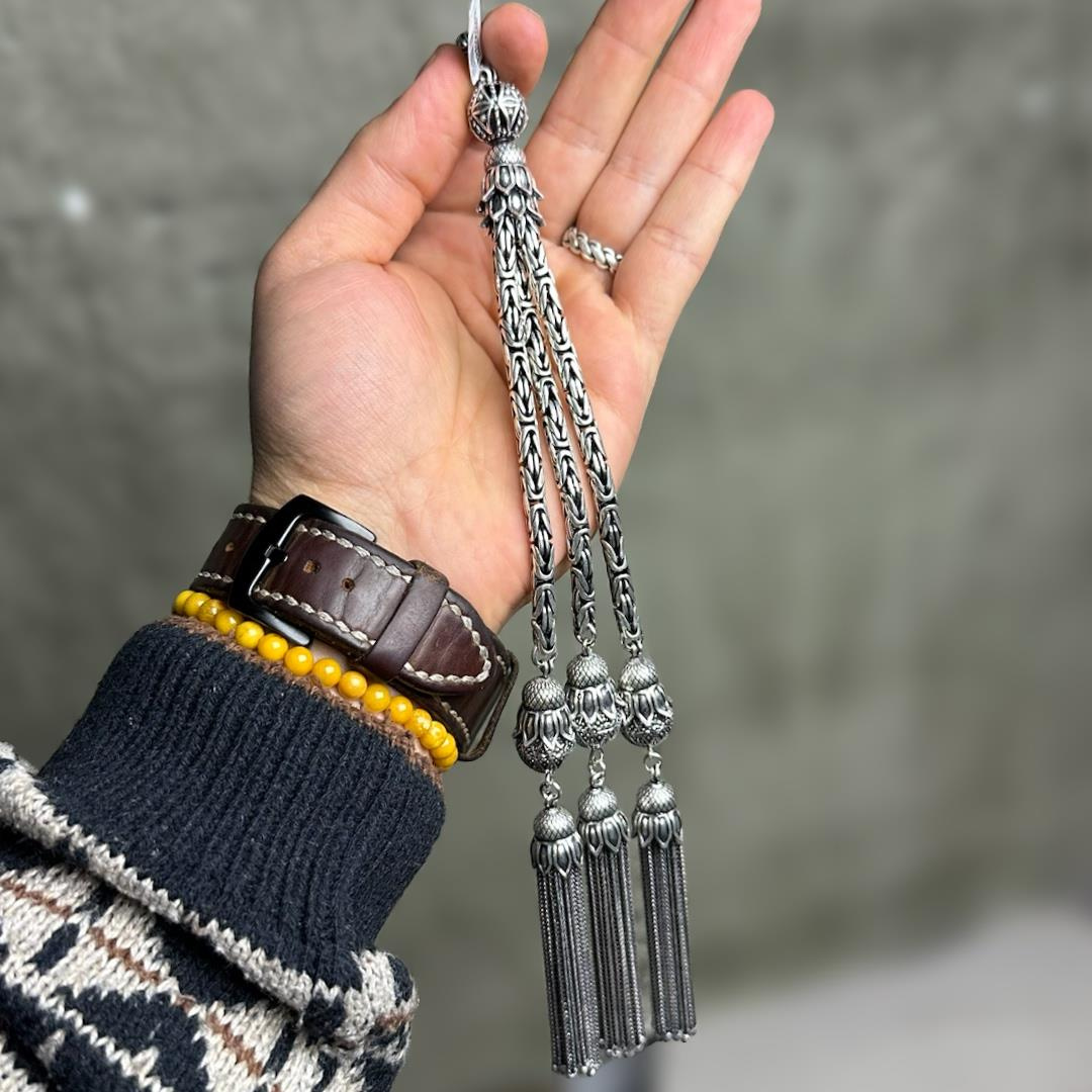 925 Ayar Kral Zincir Model Dev Boy Gümüş Püskül